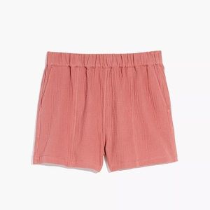 NWOT Madewell 100% Cotton High Waisted Pull on Coral Shorts